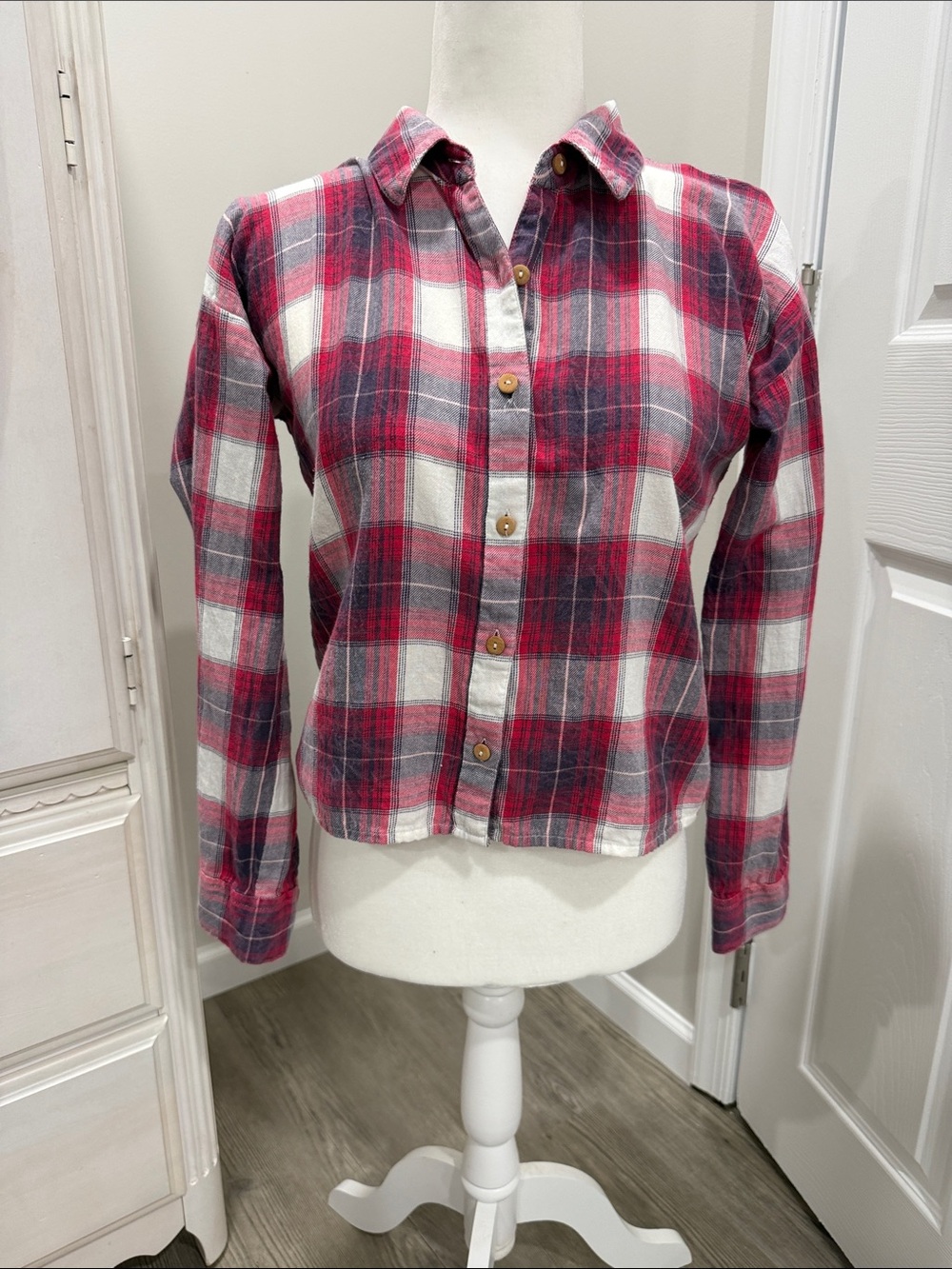 White Crow Red, Gray & White Plaid Button-Down Shirt